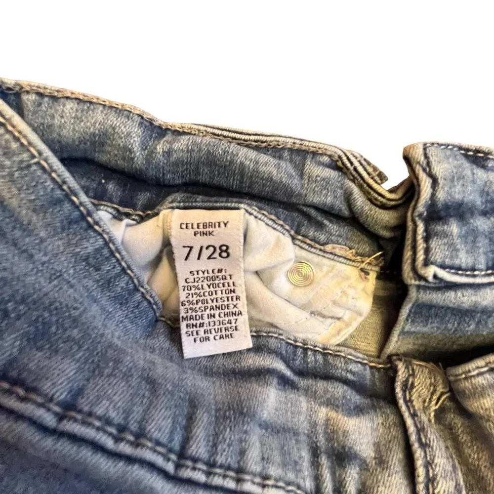 Celebrity Pink Junior Jeans Stretch Low Rise Distressed Sz 7 Waist 26 Length 28 - Picture 8 of 8